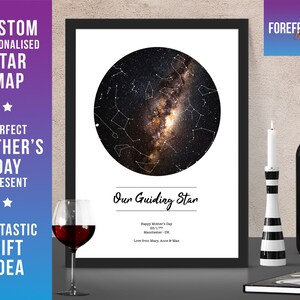 Personalisierte 'Guiding Star' Muttertagsstern Karte/Sternbild Nachthimmel Karte- Fantastisches Geschenk für MAMA,MAMA,OMA Geschenk - Jeder Ort/Zeit