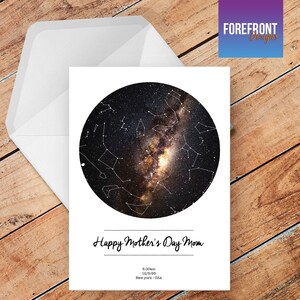Gepersonaliseerde HAPPY MOTHER'S DAY wenskaart sterkaart / sterrenbeeld nachtelijke hemel / mama / oma / mummiekaart A5 - speciaal cadeau-idee