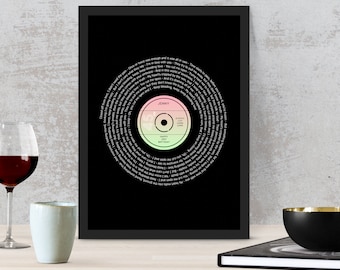 Song Lyric Art - Framed Song lyrics with your choice of special song - Vinyl record design - Personalised Gift - Anniversary, Wedding Gift