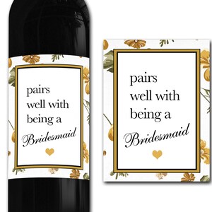 Étiquette personnalisée de bouteille de vin demoiselle d’honneur 21ème / 30ème / 40ème / 50ème cadeau -Idéal Célébration / Anniversaire / Anniversaire / Étiquette de bouteille cadeau de mariage