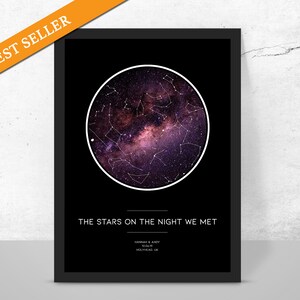Personalisierte Sternkarte NIGHT WE MET Konstellation Nachthimmel Karte Galaxie - Fantastische Weihnachten / Xmas / Jubiläum Geschenkidee