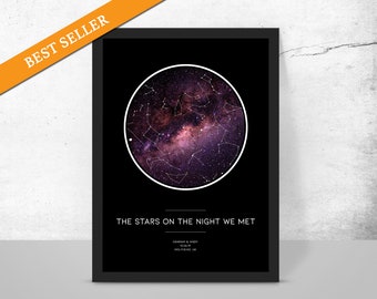 Personalised Custom Star map NIGHT WE MET constellation night sky map galaxy - Fantastic Christmas/Xmas/Anniversary Gift idea