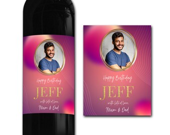 Personalised PHOTO wine bottle label 18th/21st/30th gift -Ideal Celebration/Anniversary/Birthday/Wedding gift personalized bottle label