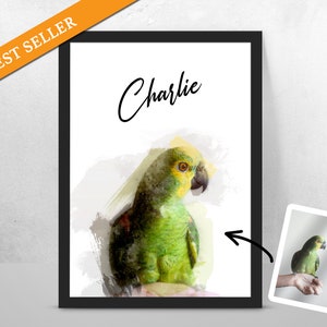 Impresión personalizada de retrato de acuarela de Pet Animal, pintura personalizada de animales de acuarela, regalo de arte especial idea de retrato de mascota familiar