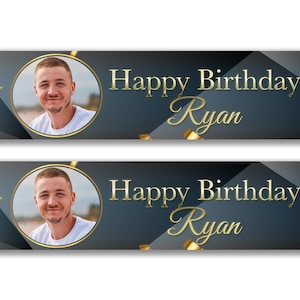 2 x Personalised Birthday Photo Banners - Any Name, Age and Occasion Custom/Party Decoration/ Celebration party banner garland