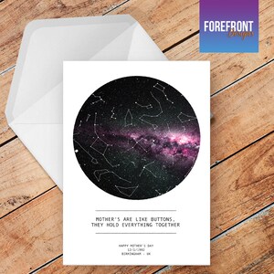 Gepersonaliseerde Moederdag STAR MAP wenskaart / sterrenbeeld nachtelijke hemel / mama / oma / mummiekaart A5 - speciaal cadeau-idee