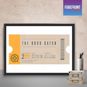 Parodia personalizada de impresión de entradas de cine / cine - Gran aniversario / boda / recuerdo especial / regalo de aniversario para todas las ocasiones - HOME KEEPSAKE