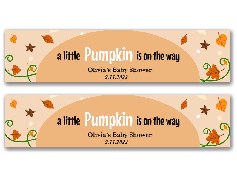 2 x Personalised Baby Pumpkin Newborn Banners Any Name, Age and Occasion Custom/Party Decoration/ New born party/ Baby Shower Garland image 1