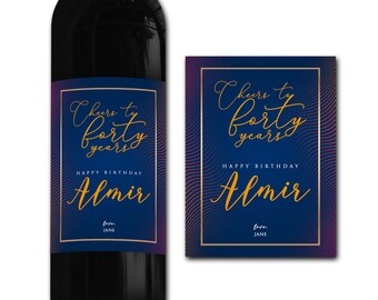 Personalised 30th/40th/50th Birthday Wine bottle label - Ideal Celebration/Anniversary/Birthday/Wedding gift personalized bottle label