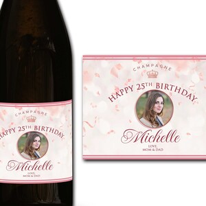 Personalizowana etykieta na butelkę szampana/prosecco ze zdjęciem na 21./30./40./50. urodziny – idealny prezent na uroczystość/rocznicę/urodziny/ślub