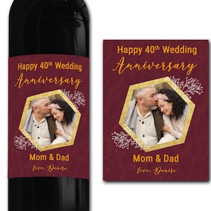 Étiquette de bouteille de vin PHOTO personnalisée 21st/30th/40th/50th gift -Ideal Celebration/Anniversary/Birthday/Wedding gift étiquette de bouteille personnalisée