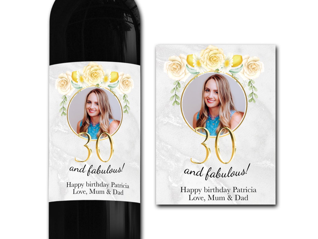 Personalised PHOTO Wine Bottle Label 21st/30th/40th/50th Gift ideal