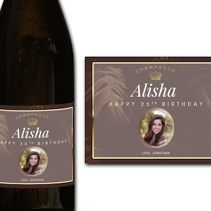 FOTO personalizada etiqueta de botella de champán / prosecco 21st/30th/40th/50th gift-Ideal Celebration/Anniversary/Birthday/Wedding gift bottle label