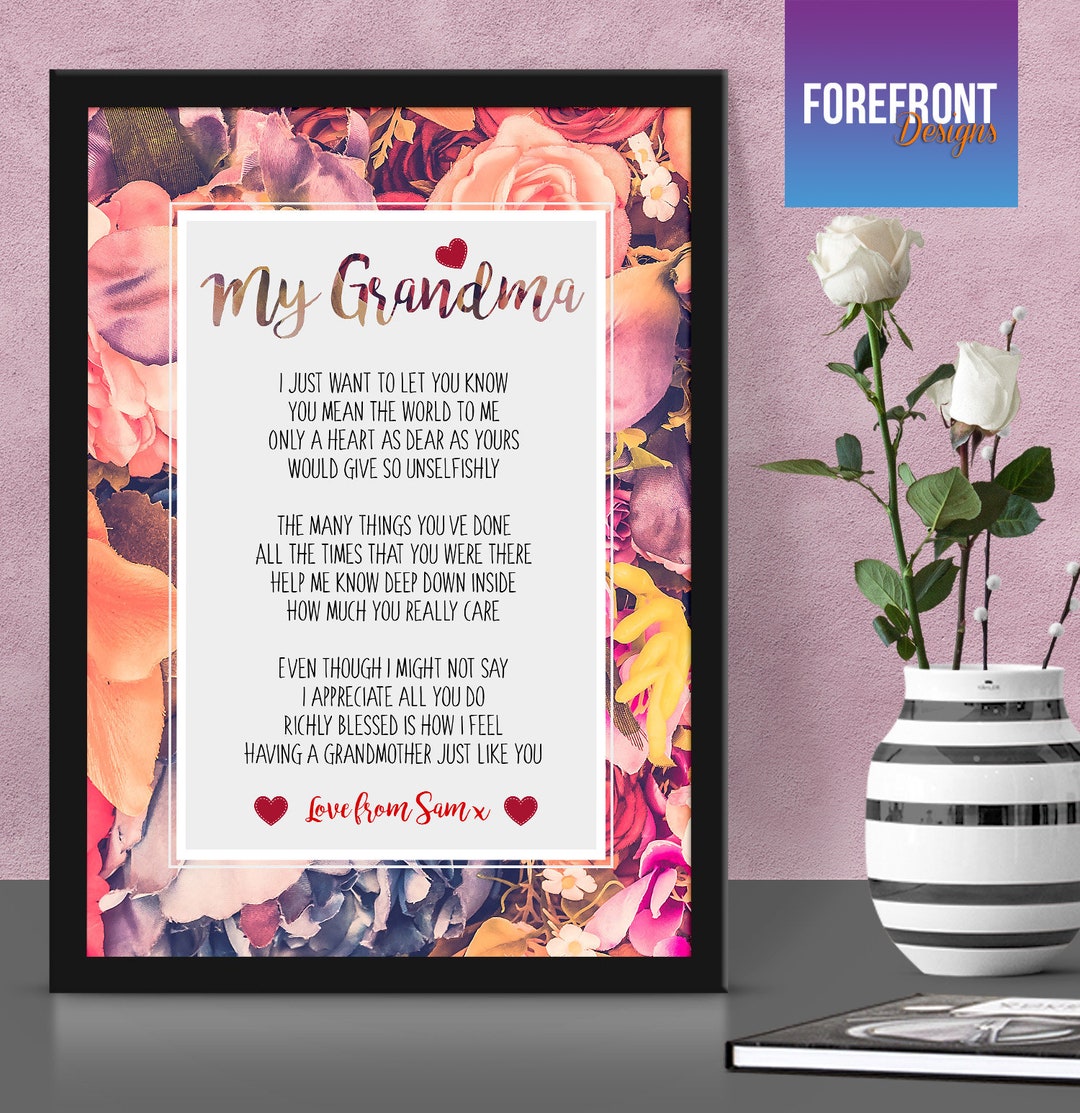 Personalised MY GRANDMA POEM Print/gift - Fantastic Mother's Day Gift ...
