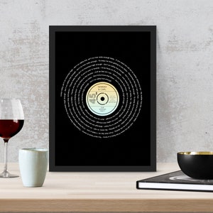Song Lyric Art - Framed Song lyrics with your choice of special song - Vinyl record design - Personalised Gift - Anniversary, Wedding Gift
