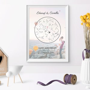 Personalisierte Sternenkarte / Sternbild Nachthimmel Karte - Fantastische Verlobung/Hochzeit/Valentinstagsgeschenk - Nachthimmel