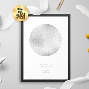 Gepersonaliseerde aangepaste folie sterkaart, constellatie nachtelijke hemelkaart - sterrenkaart, astrologie, hemelfolie print, goud / zilver / rose goud / koper