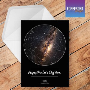 Gepersonaliseerde HAPPY MOTHER'S DAY wenskaart sterkaart / sterrenbeeld nachtelijke hemel / mama / oma / mummiekaart A5 - speciaal cadeau-idee