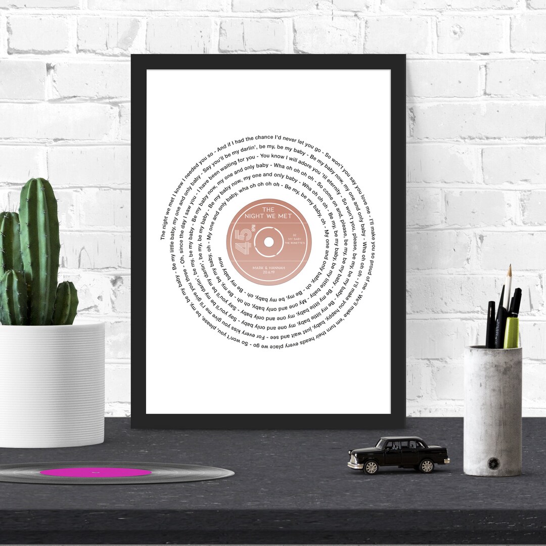 Custom Vinyl Lyric Music Print, First Dance Song, Personalised Record