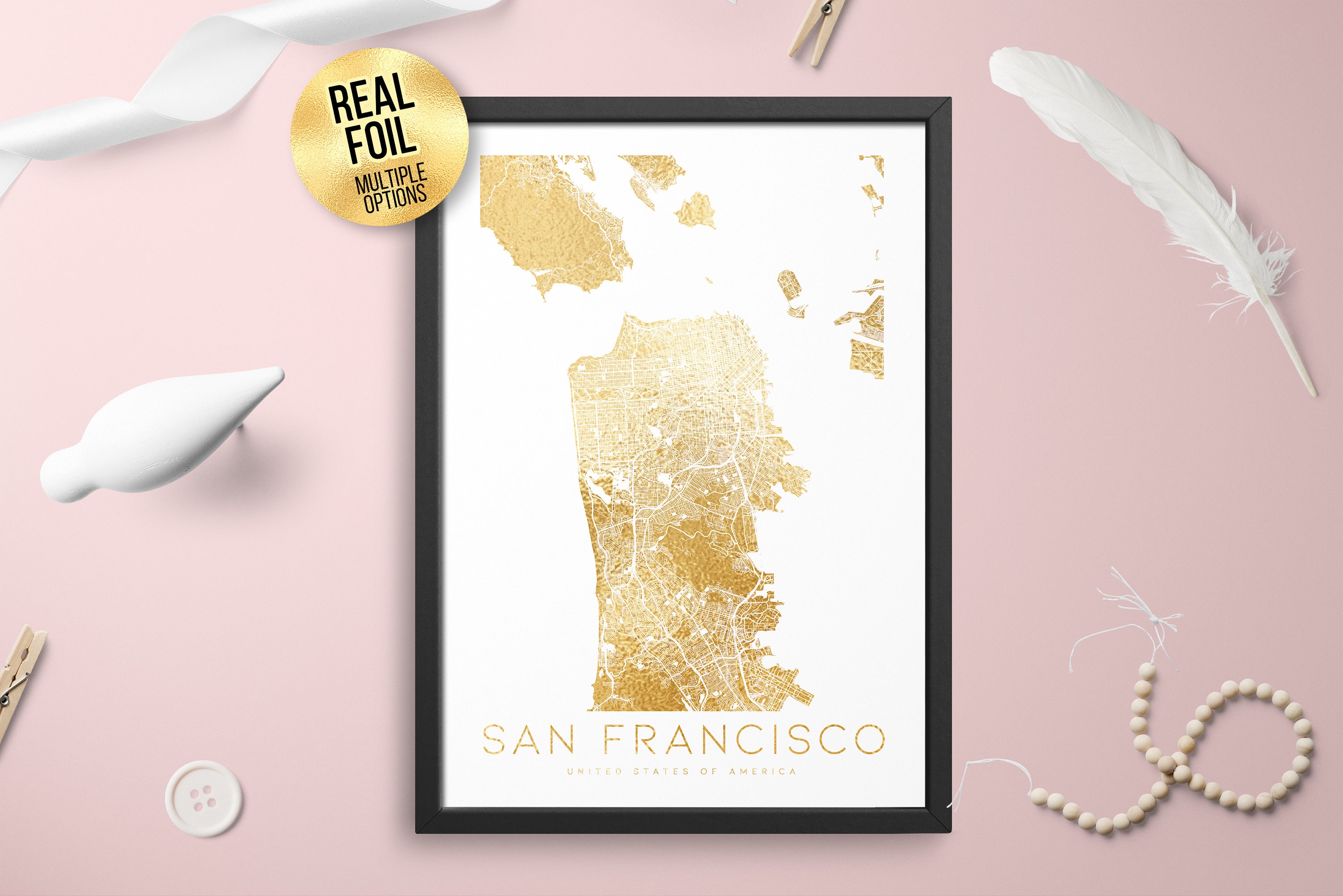 Personalised Custom FOIL CITY Map San Francisco USA Poster Art 