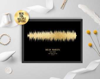 Custom FOIL Soundwave Art Print, Favourite Song/artist Fantastic Engagement - Metallic, Gold, Copper, Rose Gold, Silver foil Sound wave
