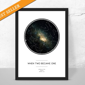 Personalisierte Personalisierte Sternenkarte TWO BECAME ONE Sternbild Nachthimmel Karte Galaxie - Fantastische Weihnachten/Xmas/Jahrestag Geschenkidee