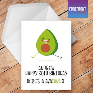 Tarjeta de felicitación divertida de cumpleaños personalizada 'AvaCARDo' - cualquier ocasión o evento cumpleaños / boda / aniversario / graduación / regalo del día del padre