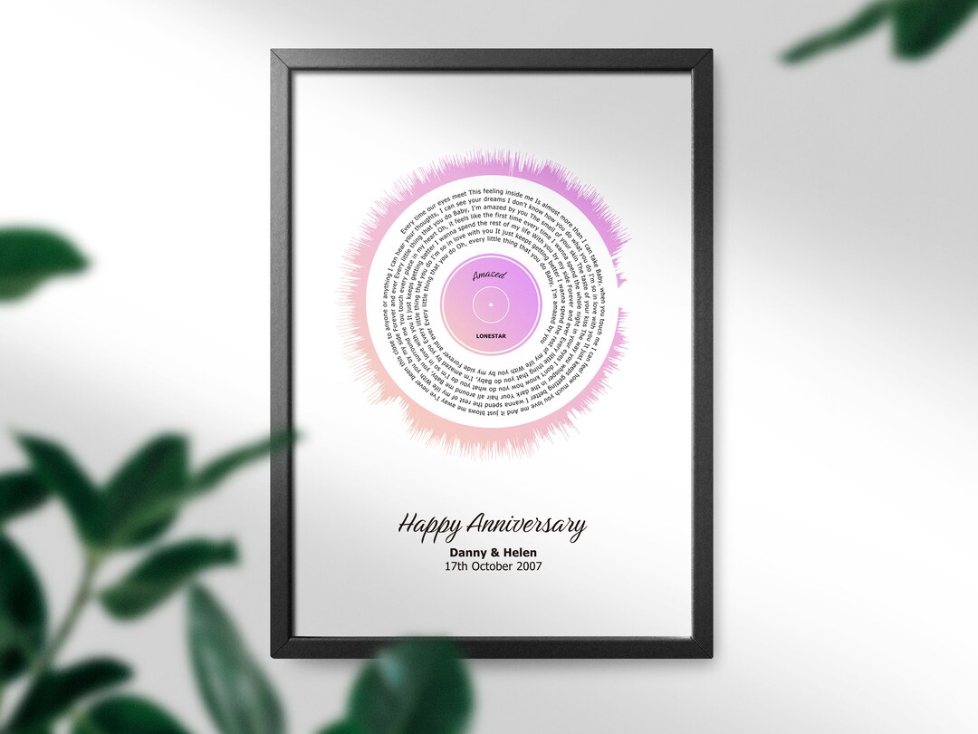 Personalised Song Lyric Soundwave Art - Your Choice of Special