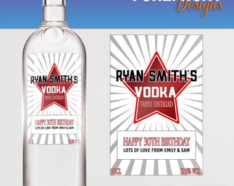 Personalised Vodka bottle label-Ideal Celebration/Birthday/Wedding gift personalized bottle label