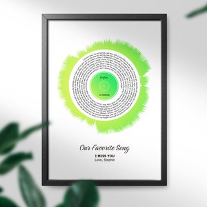 Personalised Song Lyric Soundwave Art - your choice of special song - Vinyl record design - Musical Gift- Song art Musician gift, Valentines