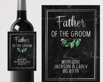 Personalised Father of the Groom Wine label Custom Wedding Favour/Gift/Thank you Personalized wedding marble ideas/Bride/Groom/Maid of honor