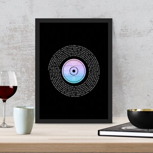 Song Lyric Art - Framed Song lyrics with your choice of special song - Vinyl record design - Personalised Gift - Anniversary, Wedding Gift