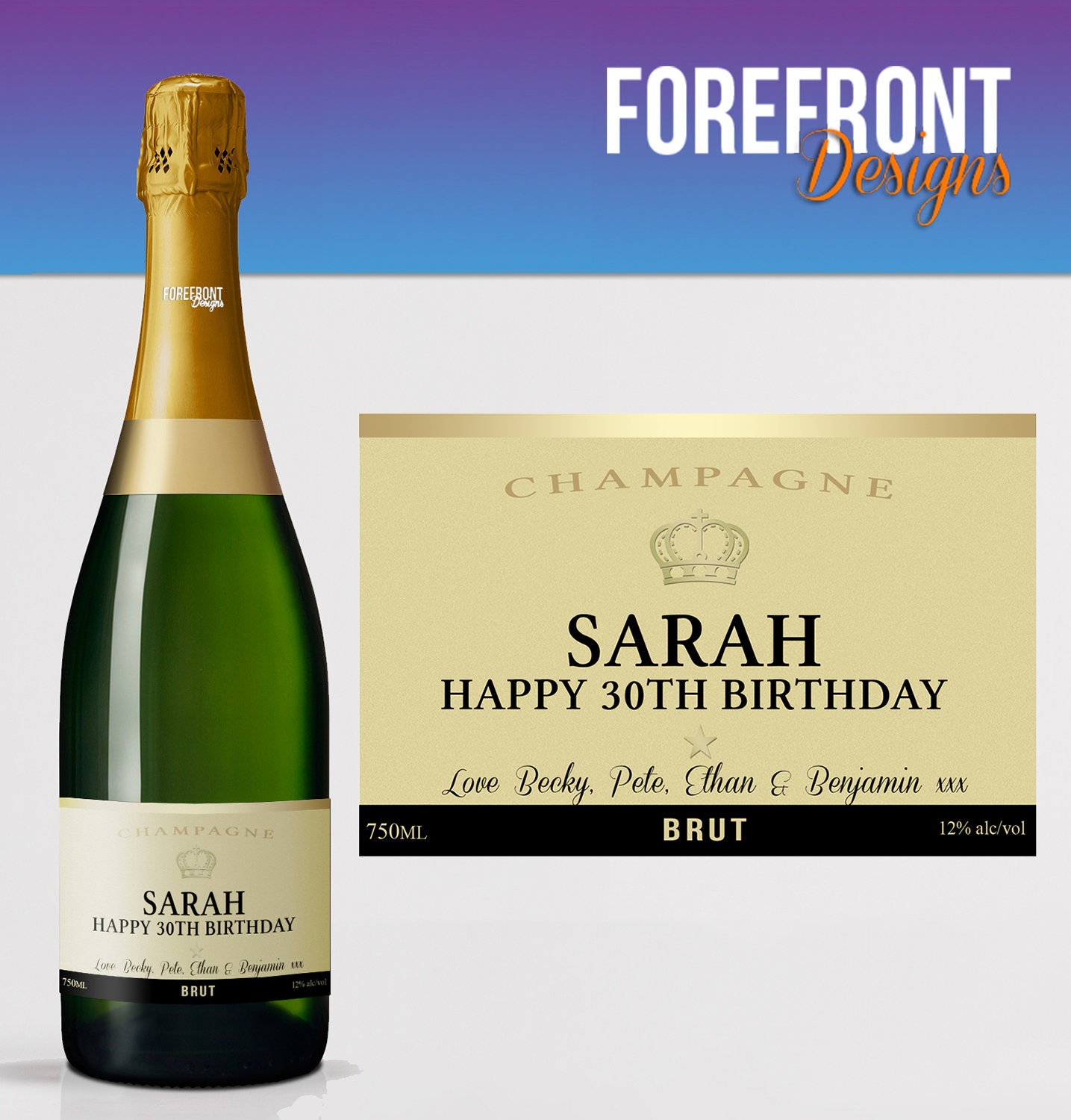Personalised champagne label - Perfect Celebration/Birthday/Wedding/Engagement gift/ANY OCCASION or EVENT