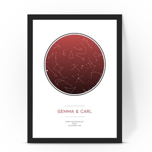 Personalisiertes ValentinstagSPAAR personalisierte Sternenkarte/ Sternbild Nachthimmel Karte - Fantastische Verlobung/Hochzeit/Valentinstagsgeschenk - Nachthimmel