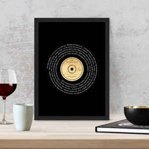Song Lyric Art - Framed Song lyrics with your choice of special song - Vinyl record design - Personalised Gift - Anniversary, Wedding Gift