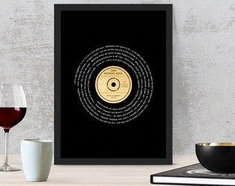 Song Lyric Art - Framed Song lyrics with your choice of special song - Vinyl record design - Personalised Gift - Anniversary, Wedding Gift