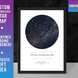 Personalisiert When you became MINE Star Map/Constellation Night Sky Map - Traumhafte Verlobung/Hochzeit/Valentinstagsgeschenk - Geschenkidee für Paare