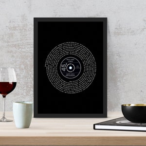 Song Lyric Art - Framed Song lyrics with your choice of special song - Vinyl record design - Personalised Gift - Anniversary, Wedding Gift