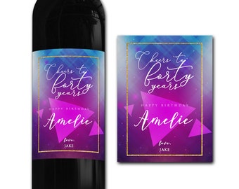 Personalised 30th/40th/50th Birthday Wine bottle label - Ideal Celebration/Anniversary/Birthday/Wedding gift personalized bottle label