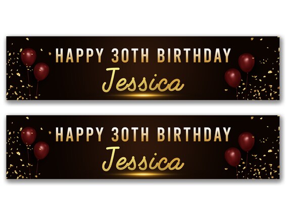 Personalisiertes Geburtstags-Banner (Gold/Schwarz) – Für Indoor & Outdoor, Wasserfest