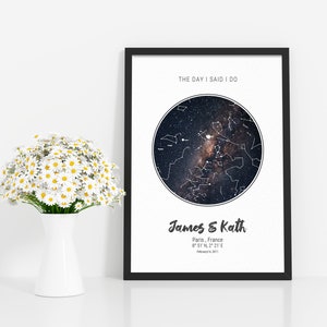 Personalisierte I DO Hochzeit Personalisierte Sternenkarte/Sternbild Nachthimmel Karte - Fantastische Verlobung/Hochzeit/Valentinstagsgeschenk - Nachthimmel