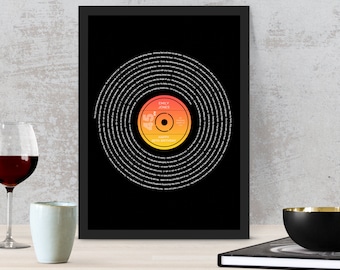 Song Lyric Art - Framed Song lyrics with your choice of special song - Vinyl record design - Personalised Gift - Anniversary, Wedding Gift