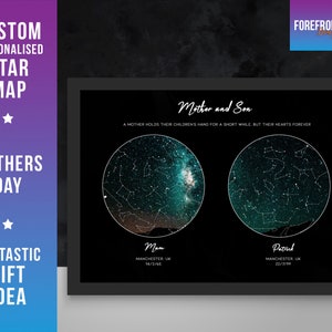 Personalised Mother and Son star map/constellation night sky map print - Fantastic Mother's day Gift/present/ PERFECT New mum gift!