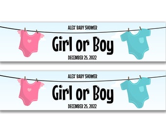 2 x Personalised Girl Or Boy Baby Shower Banners - Any Name, Age and Occasion Custom/Party Decoration/ New born party/ Baby Shower Garland