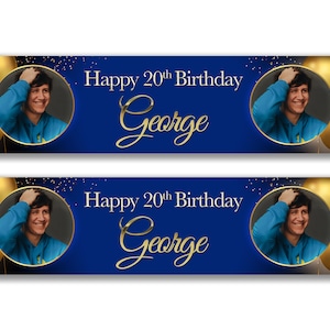 2 x Personalised Birthday Photo Banners - Any Name, Age and Occasion Custom/Party Decoration 21st,30th,40th,50th/ Birthday party banner