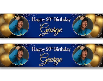 2 x gepersonaliseerde verjaardagsfotobanners - elke naam, leeftijd en gelegenheid aangepaste / feestdecoratie 21e, 30e, 40e, 50e / verjaardagsfeestbanner