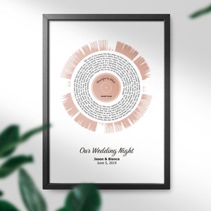 Personalised Song Lyric Soundwave Art - your choice of special song - Vinyl record design - Musical Gift- Song art Musician gift, Valentines