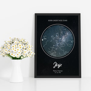 PERSONALISIERTE UNDER THESE STARS Personalisierte Sternenkarte/Sternbild Nachthimmel Karte - Fantastische Verlobung/Hochzeit/Valentinstagsgeschenk - Nachthimmel