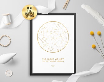 Personalised Custom FOIL STAR MAP, The Night We Met couple Astrology gift - Star Chart Celestial print, Gold/Silver/Rose gold/copper