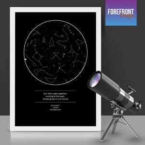 Personalisierte 'Unsere erste Nacht' Sternenkarte / Konstellation Nachthimmel Karte - Fantastisches Verlobungs / Hochzeit / Valentinstag Geschenk - Jeder Ort / Zeit